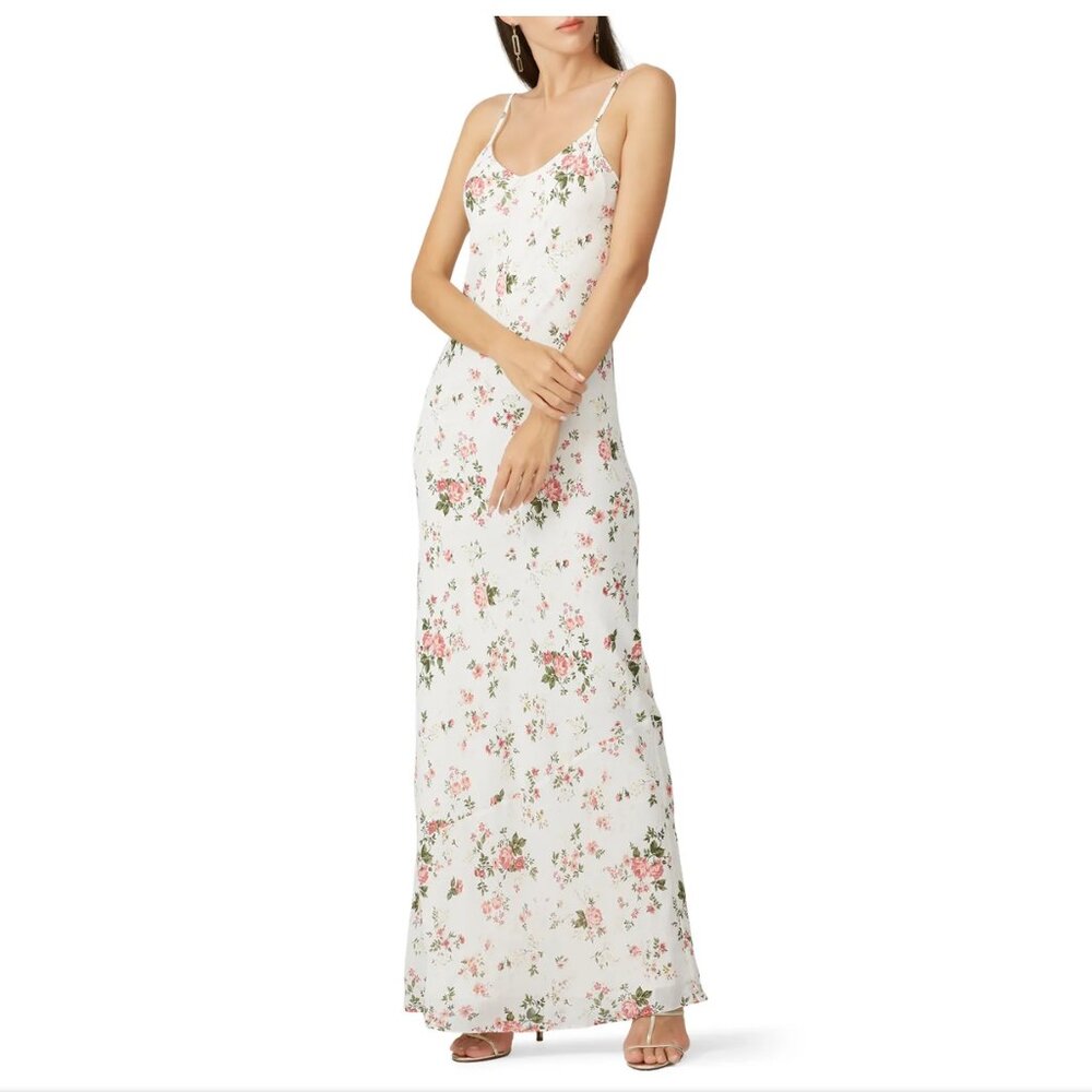 Reformation Germain Maxi Dress in Rose Floral with Spaghetti Straps Size XS